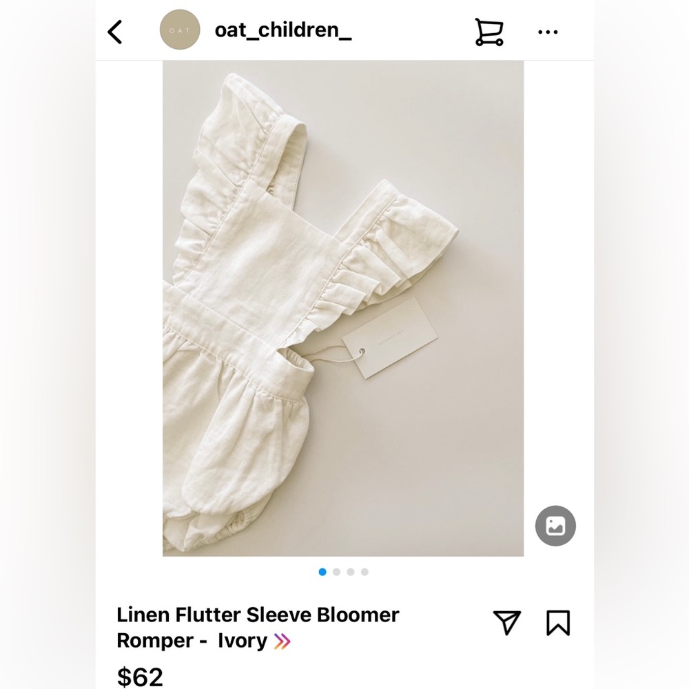 Oat Co 0-3 linen romper NWT
